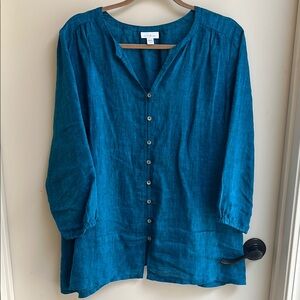 J. Jill  Button-Up 3/4 sleeve linen Women's Top